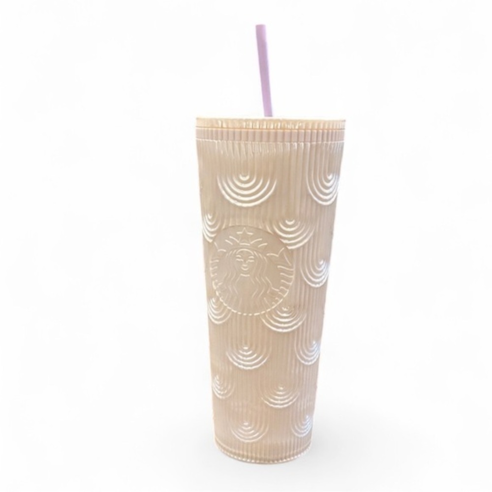 NWT Starbucks Venti Mermaid Scale Iridescent Cold Cup Tumbler 24 oz Purple Straw